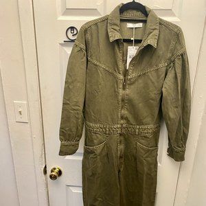 Mango Green Long Denim Jumpsuit